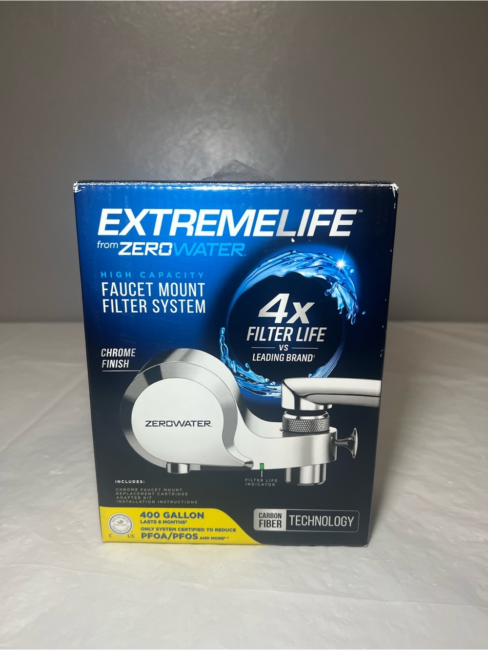 ZeroWater ExtremeLife Faucet Mount Water Filter System Chrome Finish
